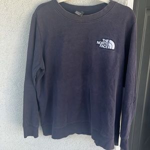North Face Sweatshirt Women LARGE Blue Lightweight Fleece Logo Crew Pullover